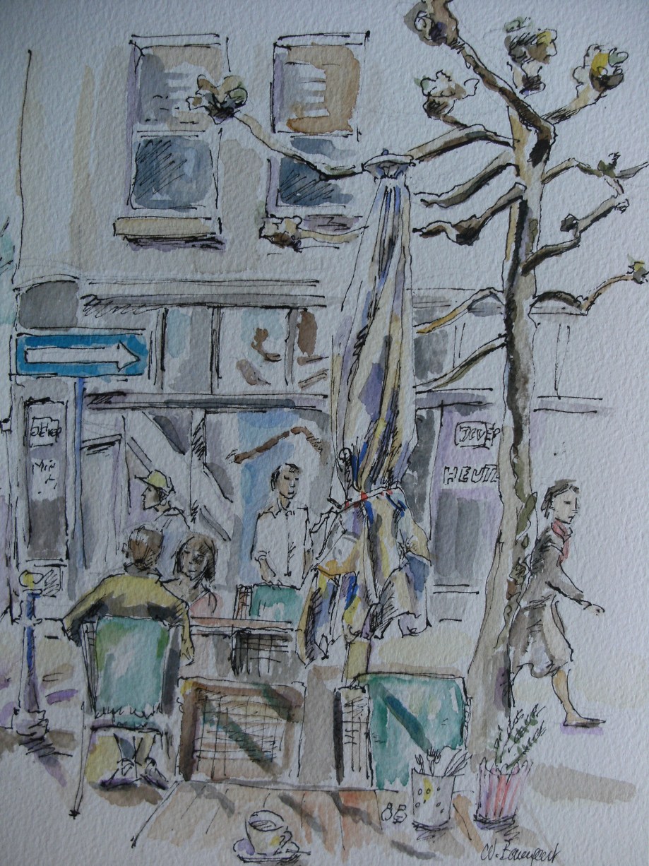 Cappuccino-Wiesbaden-Aquarell-Nadia-Baumgart