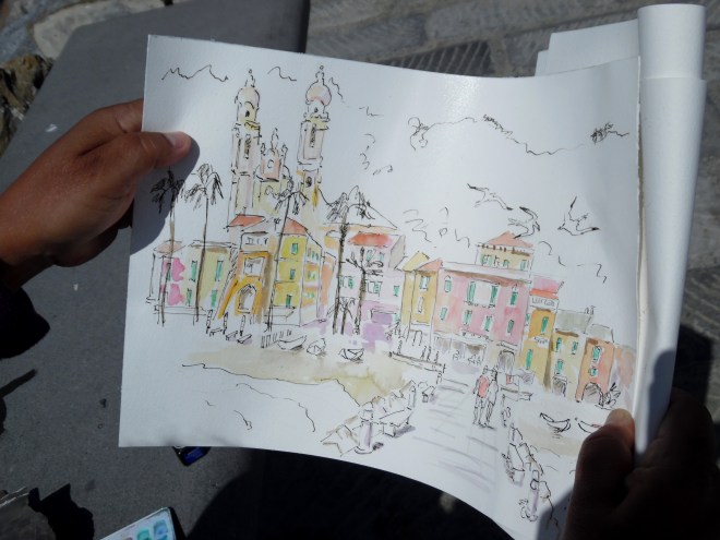 8-Aquarell-nass-in-nass-Meer-Laigueglia