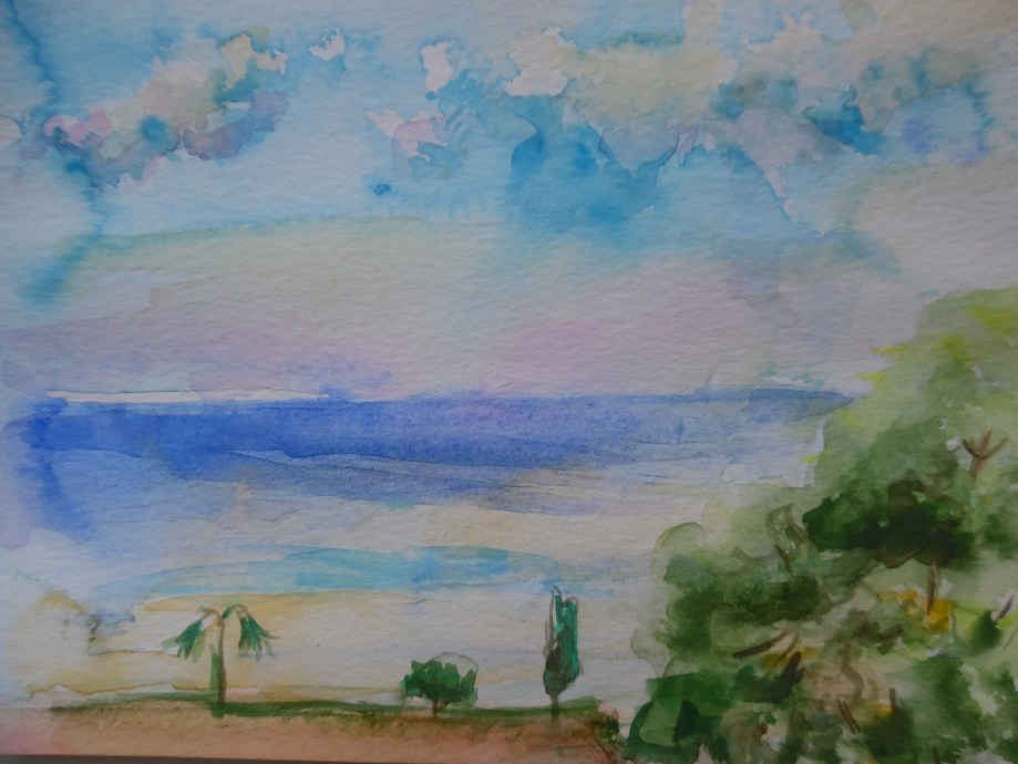 Meeressicht-Aquarell-Watercolour-Nadia-Baumgart