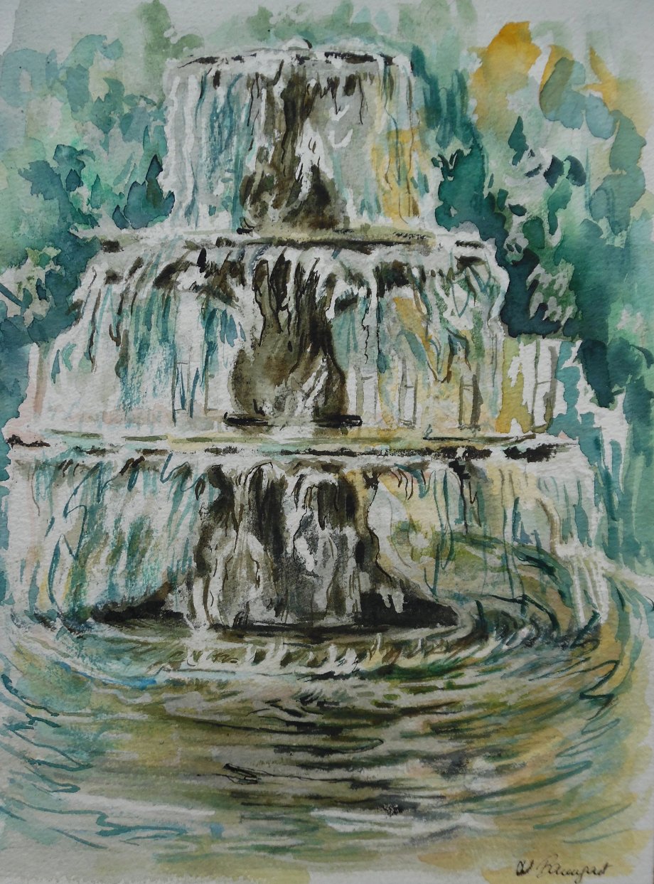 Brunnen-Kurhaus-Wiesbaden-Aquarell-Nadia-Baumgart