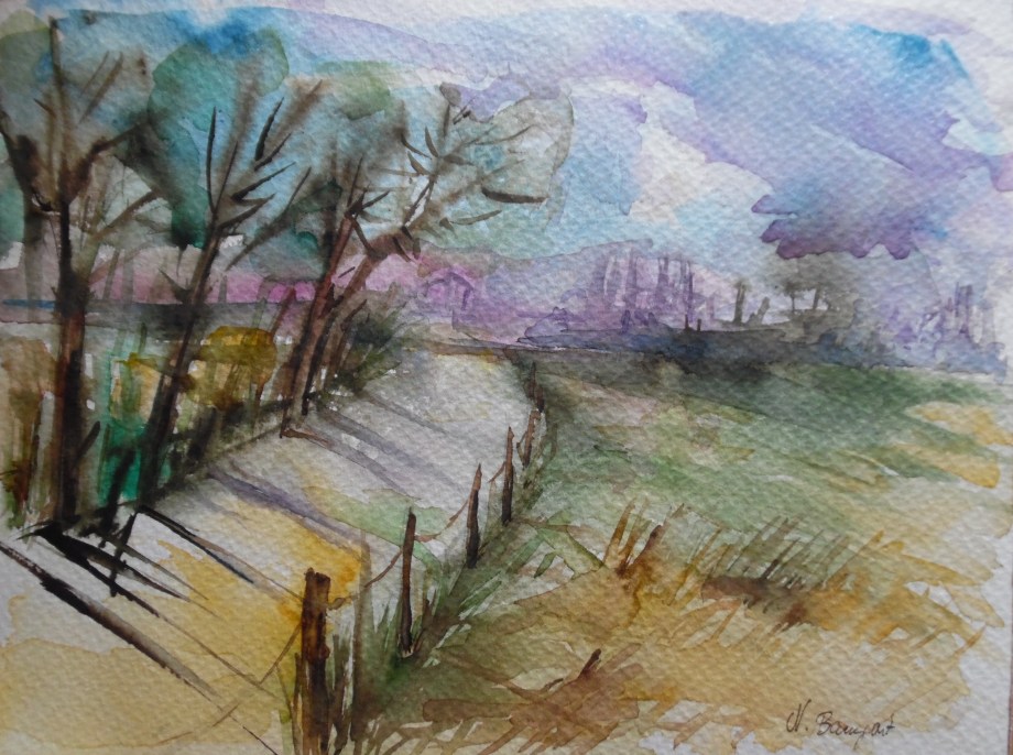 Feldweg-Path-Aquarell-Watercolour-Nadia-Baumgart