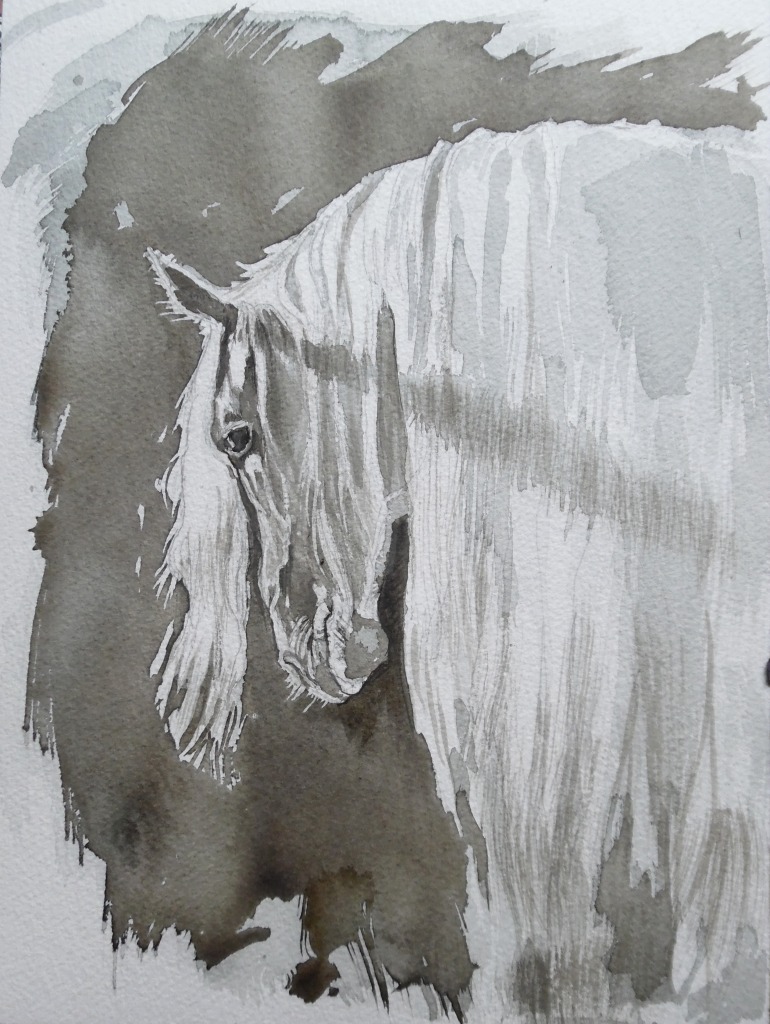 Pferd-Horse-Aquarell-Watercolour-Nadia-Baumgart