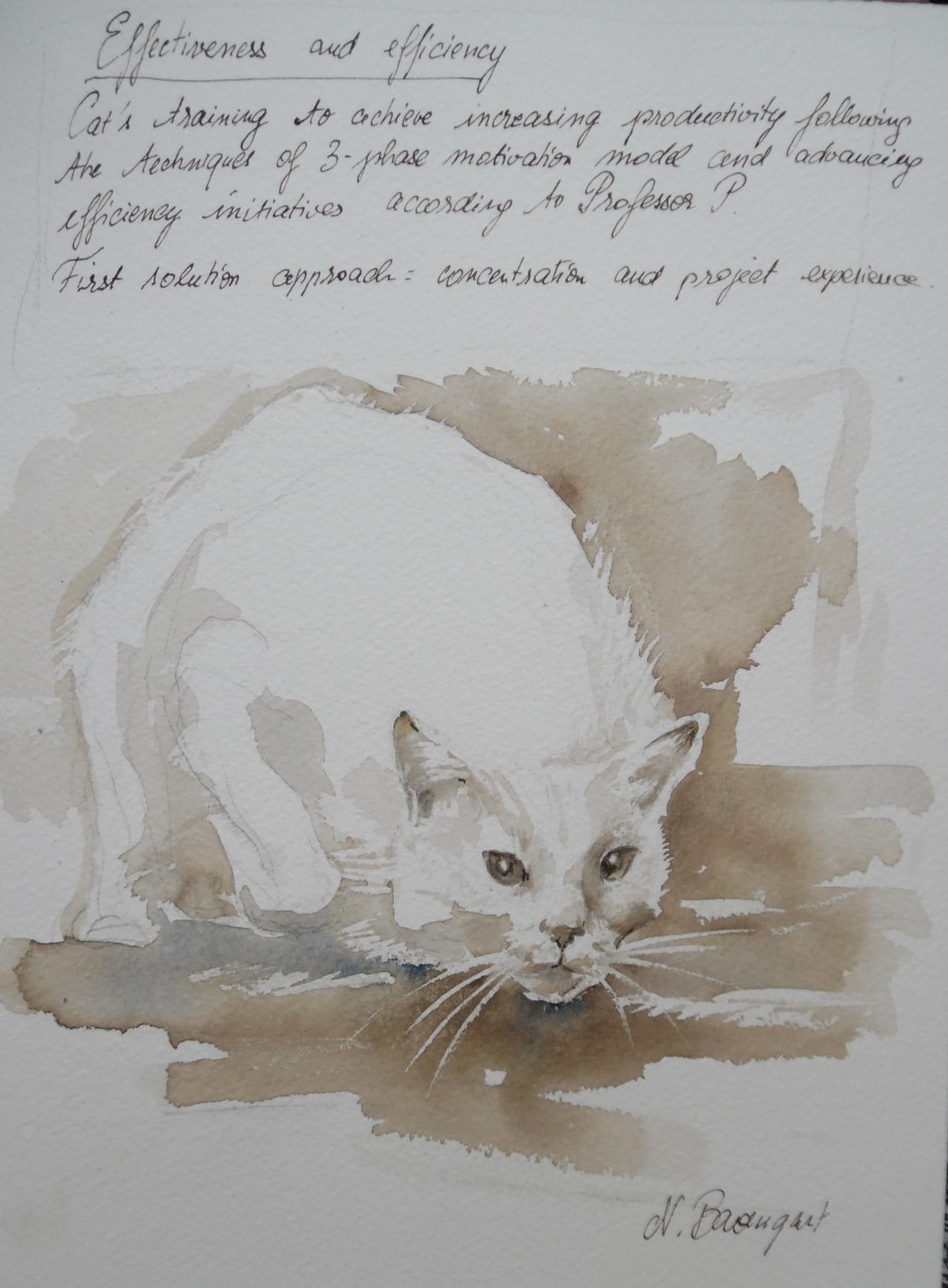 Cat-hunting-jagende-Katze-Aquarell-Comic-Nadia Baumgart