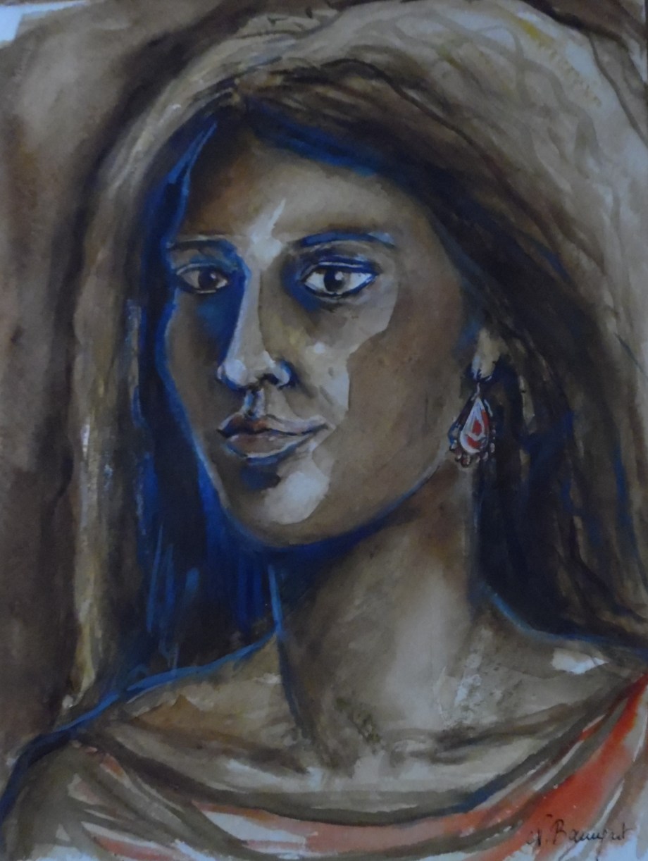 Portrait-de-femme-Aquarell-Watercolor-Nadia-Baumgart