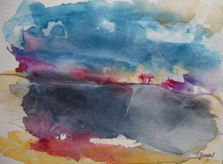 Trees-in-the-storm-Bäume-im-Sturm-Aquarell-Nadia-Baumgart