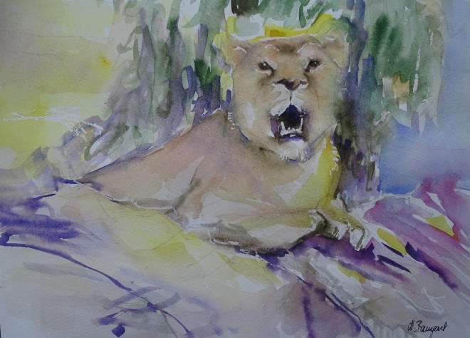 Löwin-Frankfurter-Zoo-Aquarell-Nadia-Baumgart