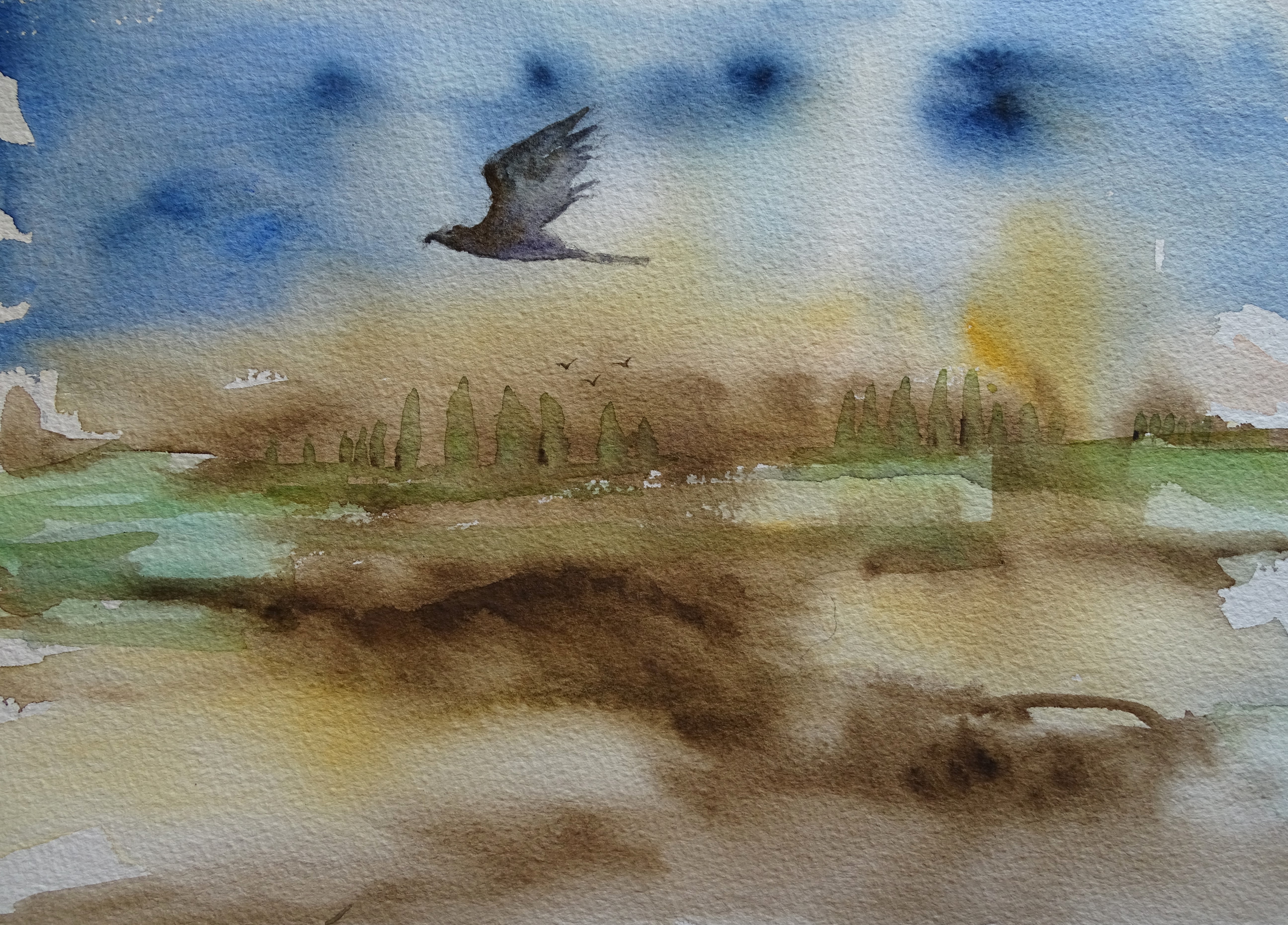 Flight-Watercolor-Aquarell-Nadia-Baumgart