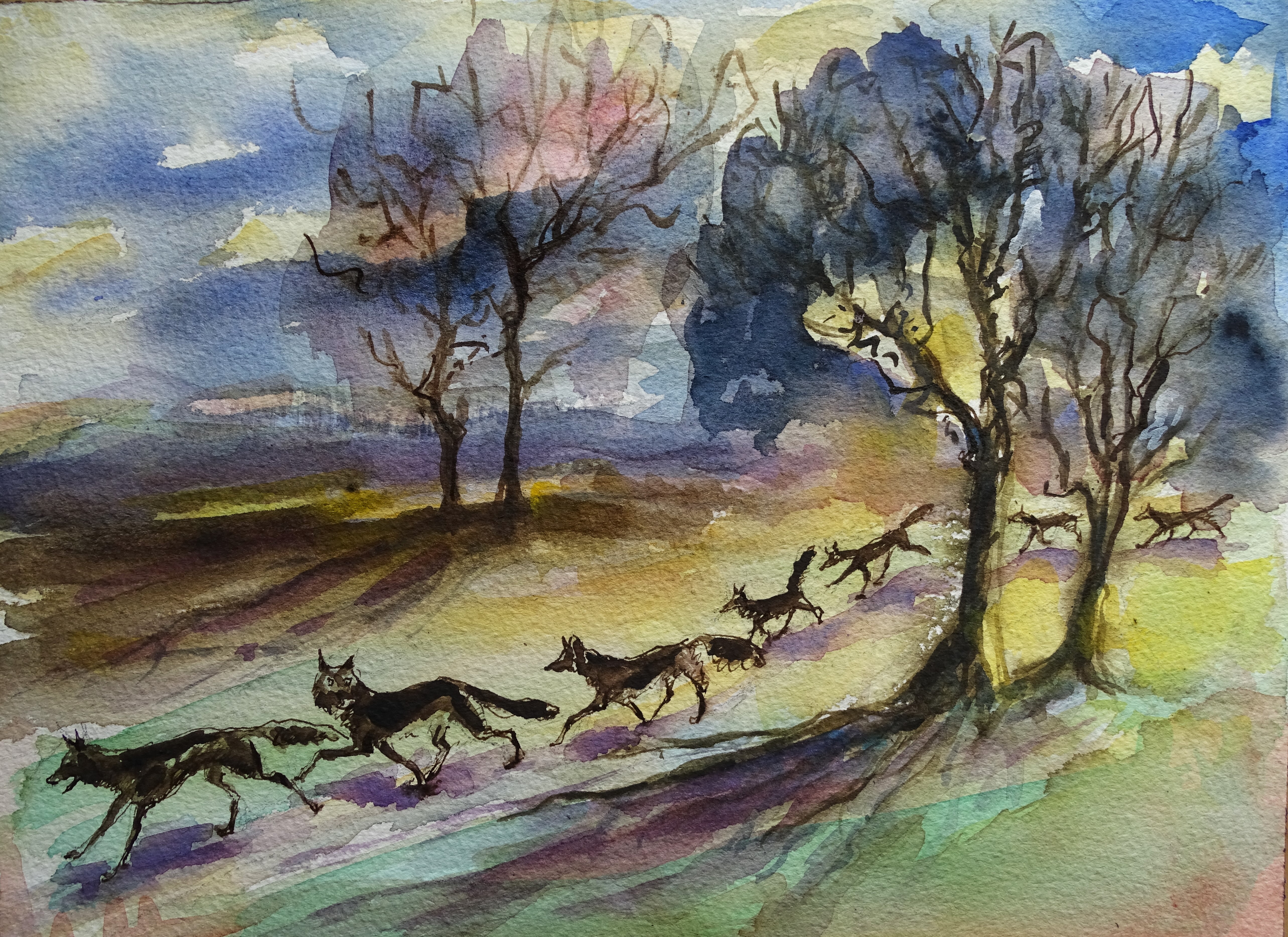 Wölfe-Aquarell-Nadia-Baumgart-2