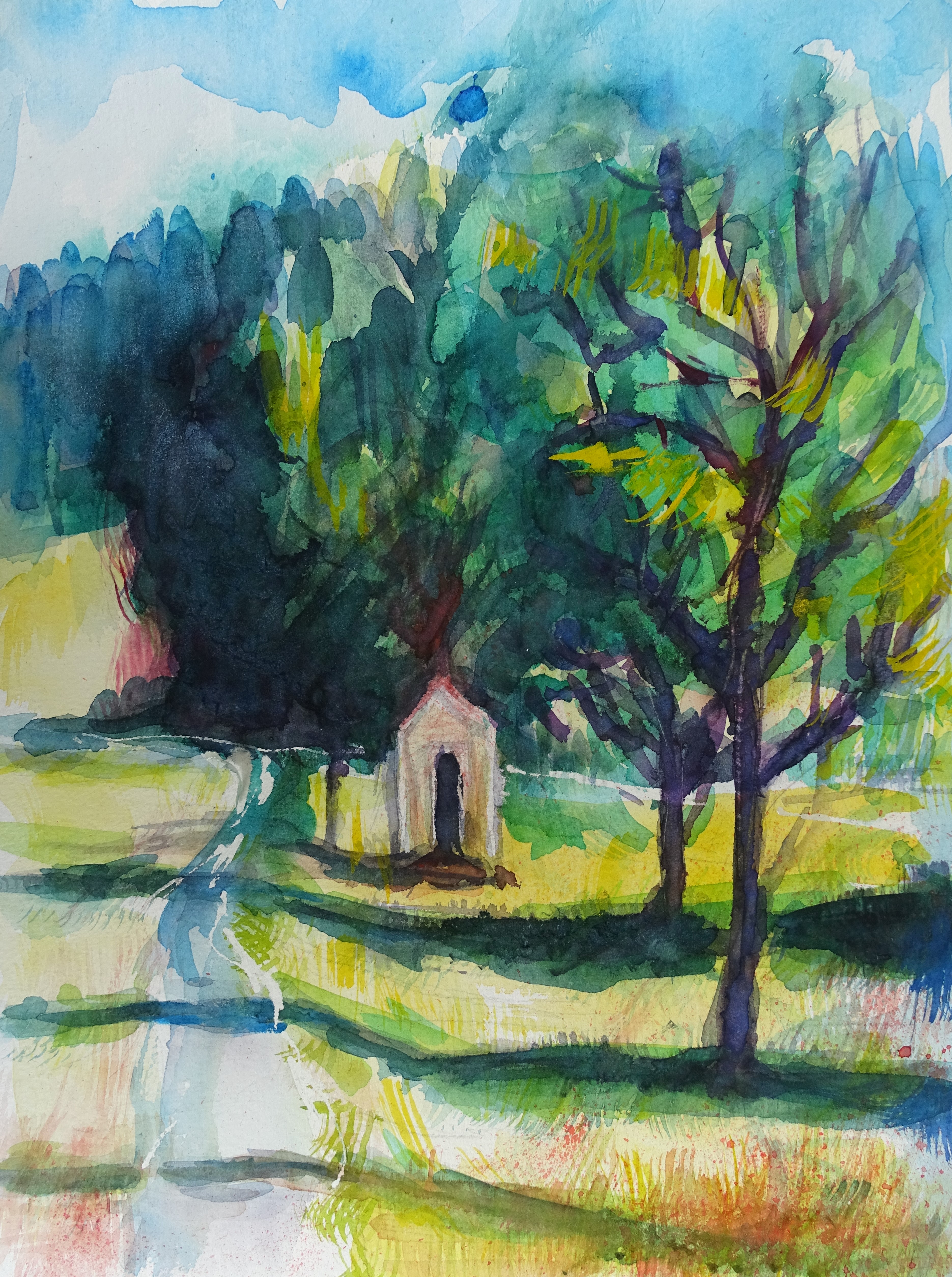 Aquarell-Bad-Birnbach-Bruder-Konrad-Kapelle