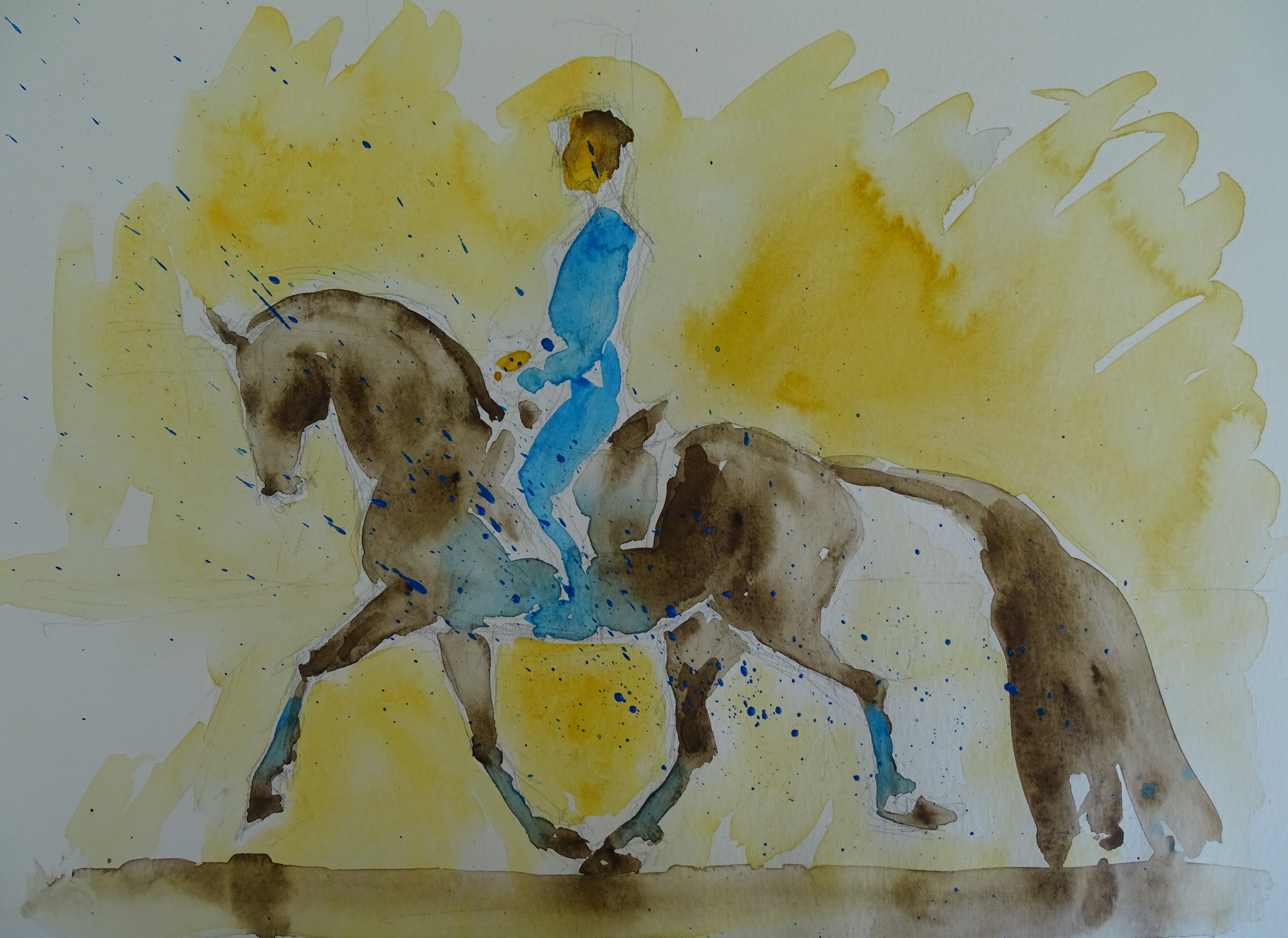 Aquarell-Pferd-Hohe-Schule-Nadia-Baumgart