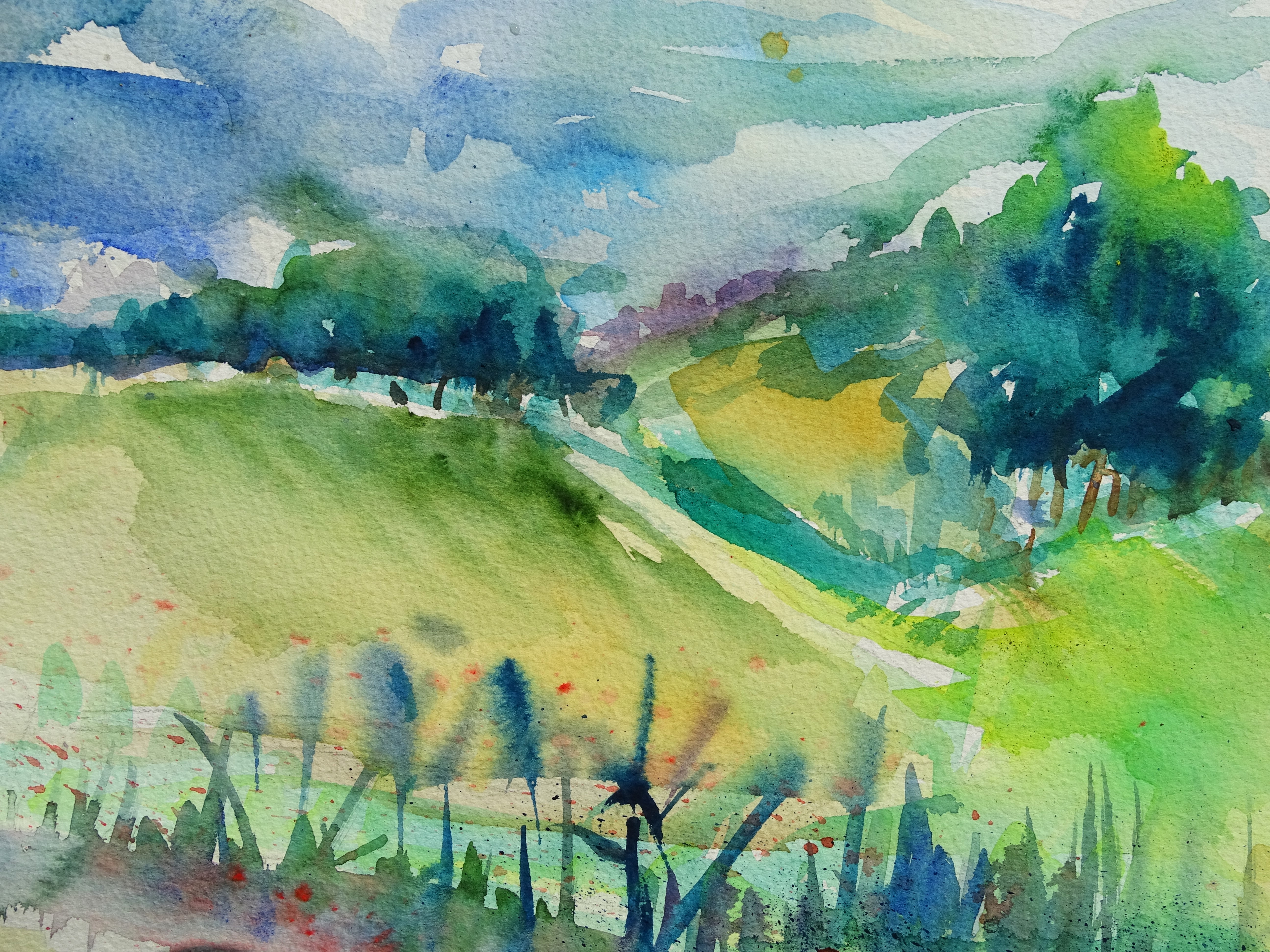 Landschaft-Bad-Birnbach-Aquarell-Nadia-Baumgart