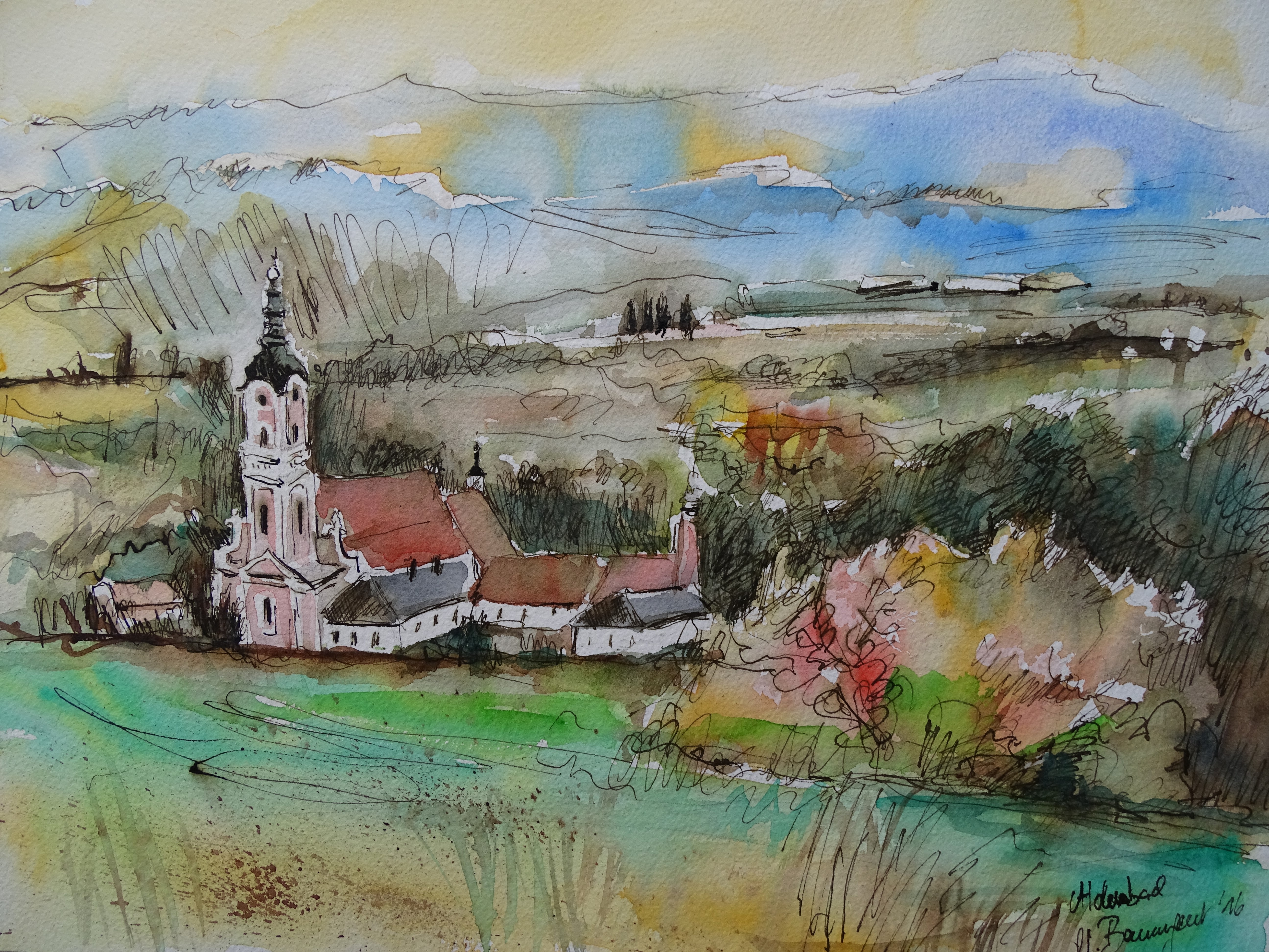 Kloster-Aldersbach-Aquarell-Nadia-Baumgart