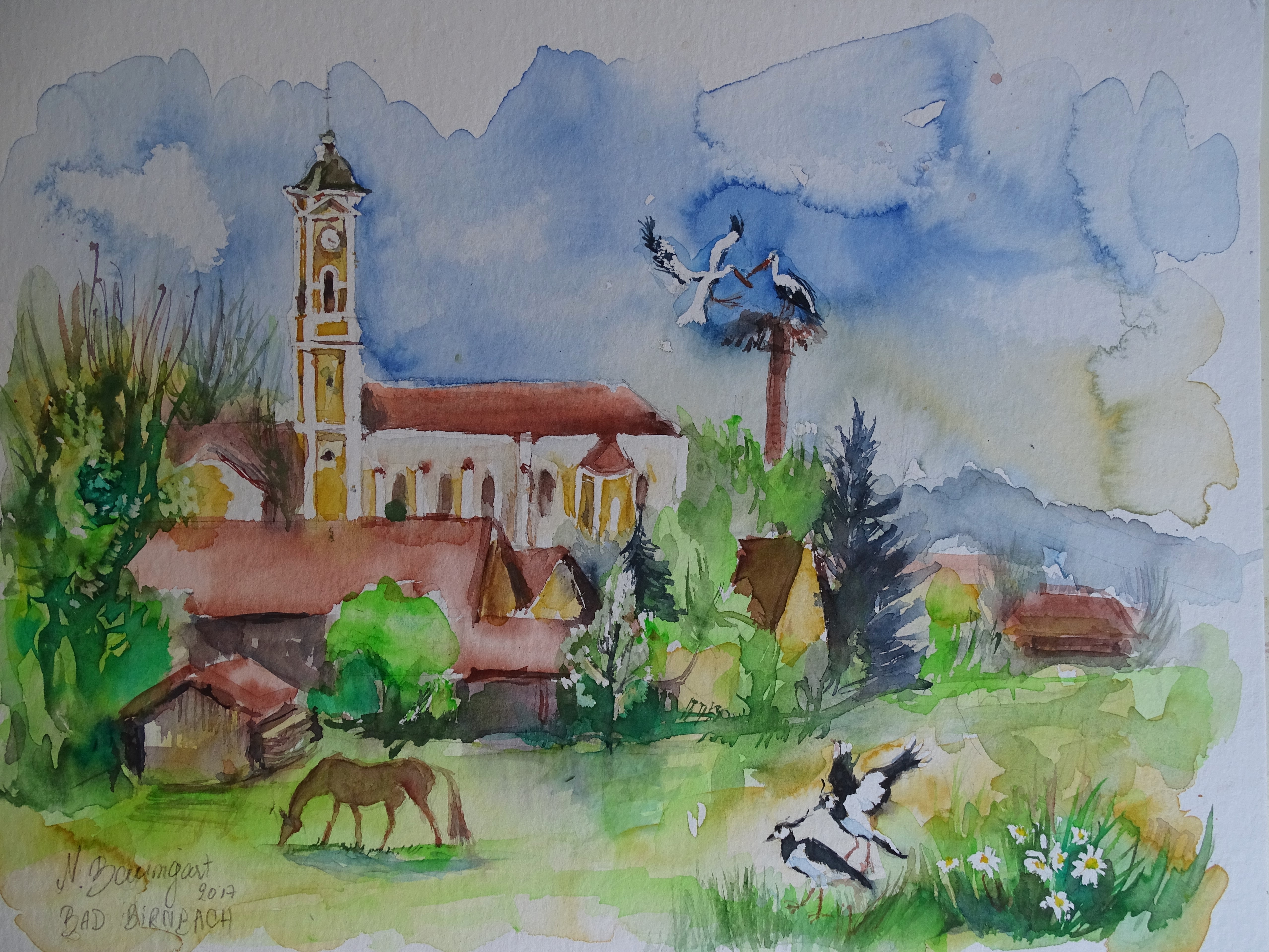 Aquarelle-Bad-Birnbach-Stoerche-Nadia-Baumgart