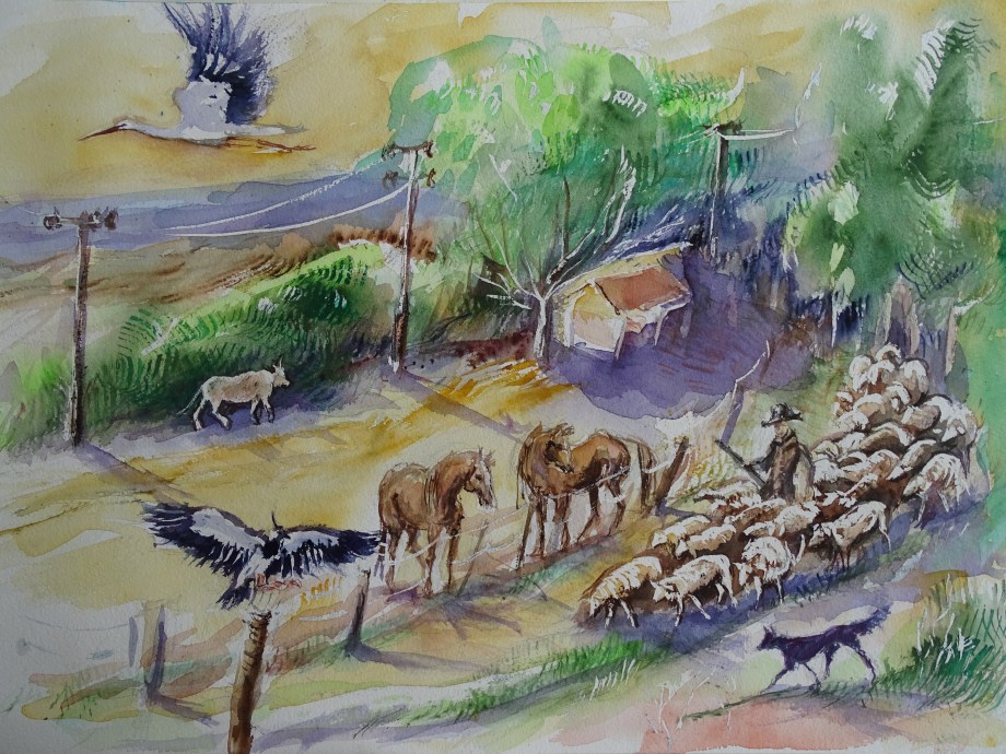Landschaft-mit-Tieren-Aquarelle-Nadia-Baumgart
