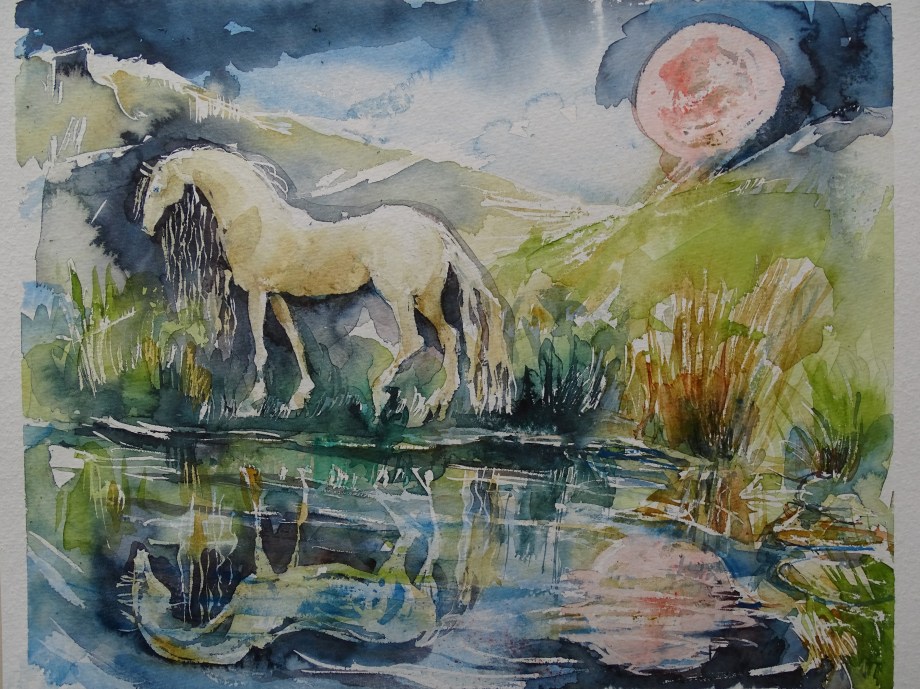 Roter-Mond-Aquarelle-Nadia-Baumgart