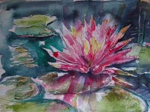 Seerosenteich-Aquarelle-Nadia-Baumgart