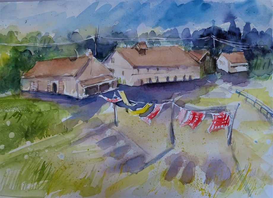 Vierseithof-Aquarell-Nadia-Baumgart