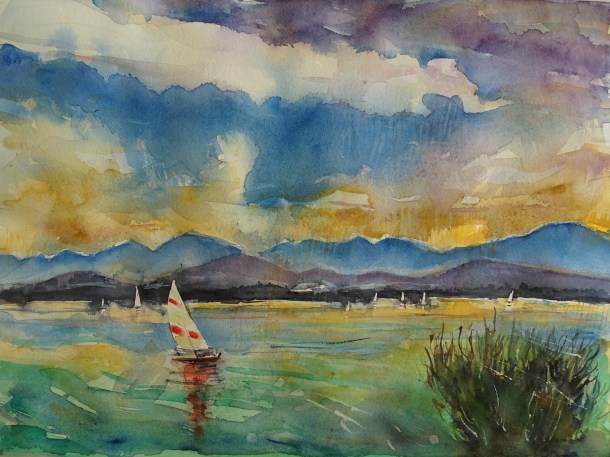 Chiemsee-Aquarelle-Nadia-Baumgart