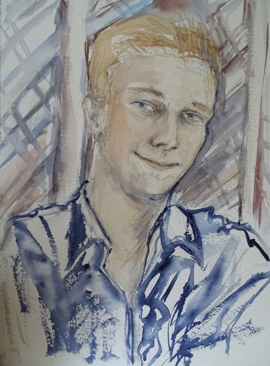 Portrait-junger-Mann-Aquarelle-Nadia-Baumgart
