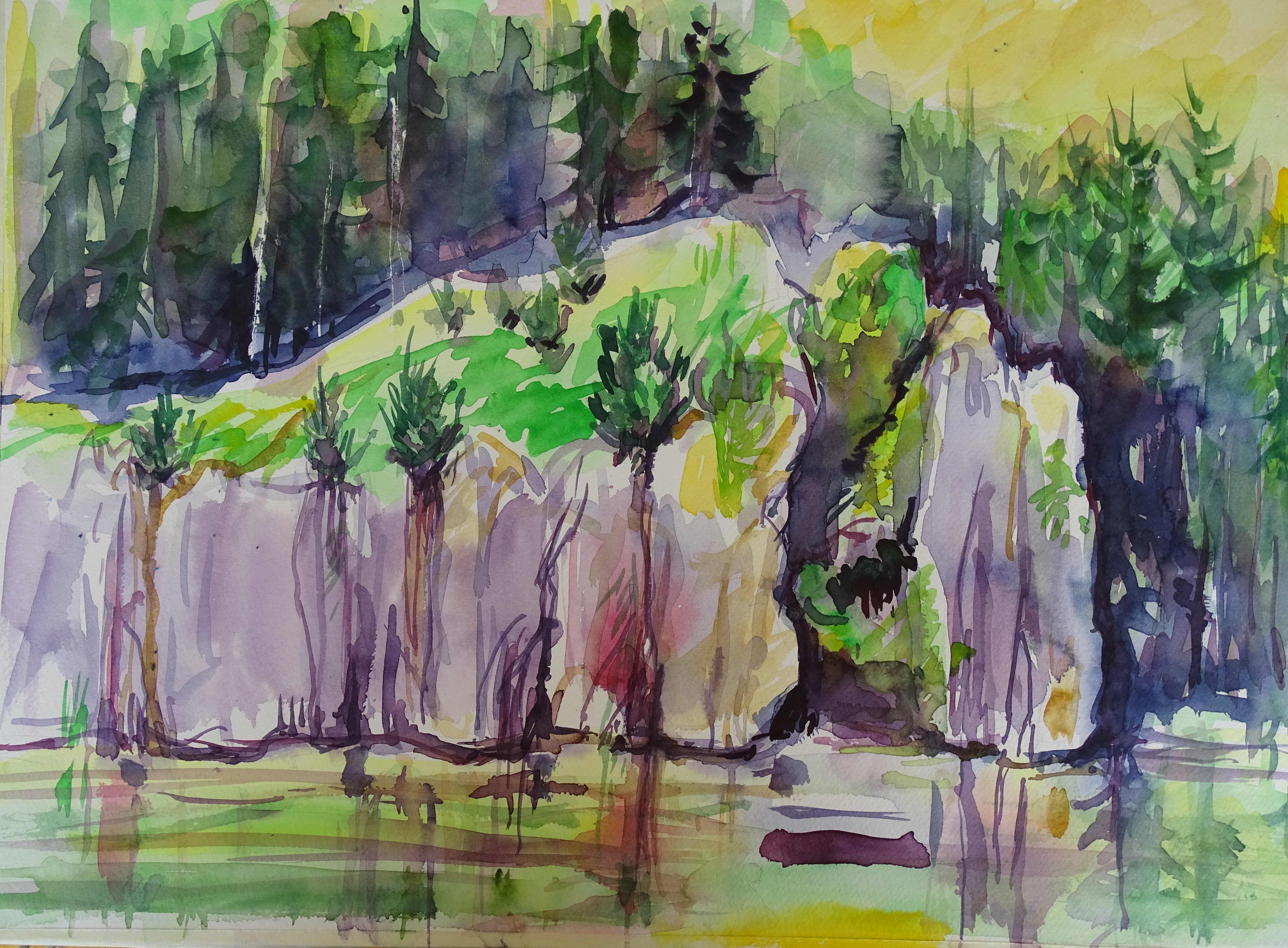 Felsen_Weltenburg_Aquarelle-nadia-Baumgart