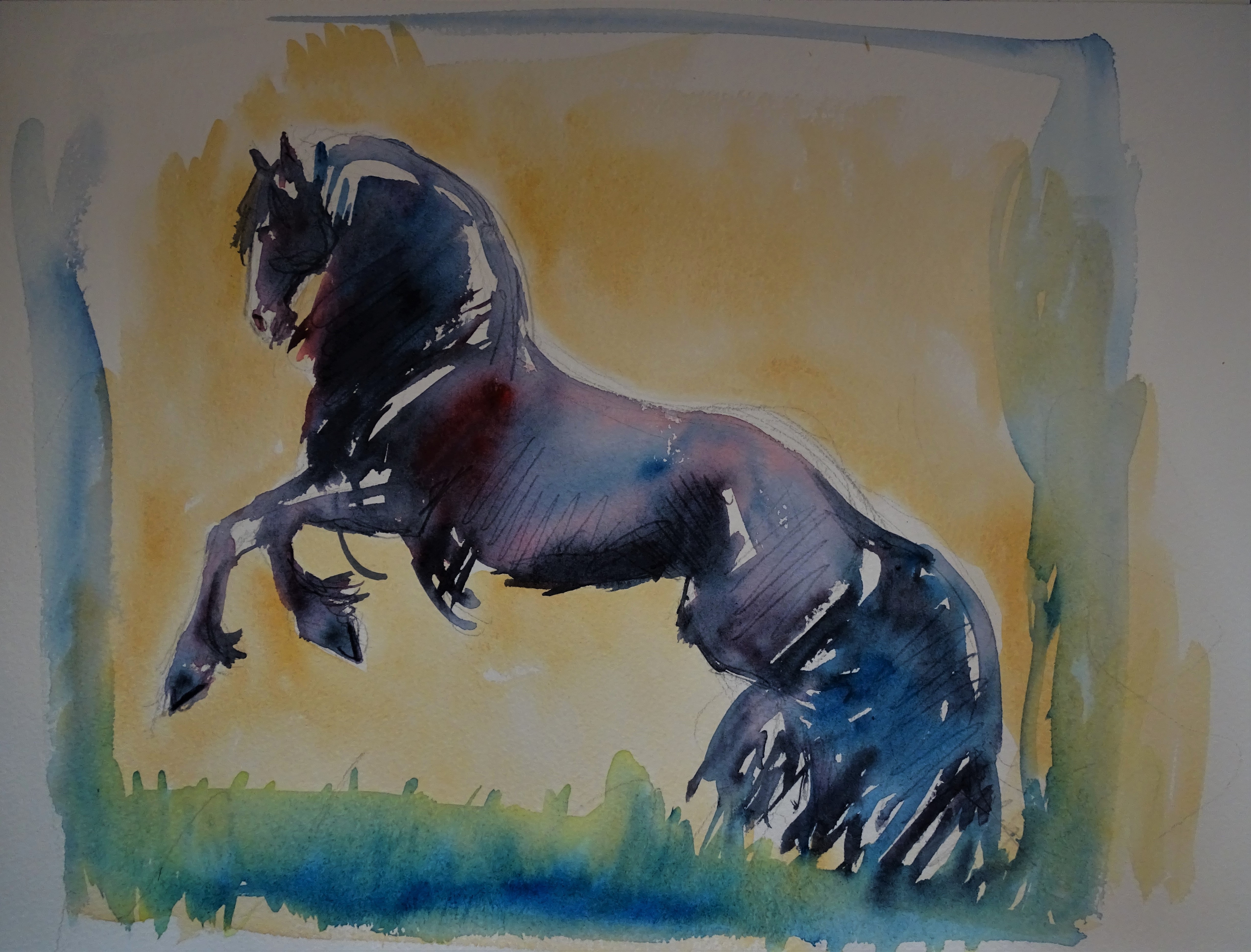 Cheval_Aquarelle-Malerei_Nadia_Baumgart