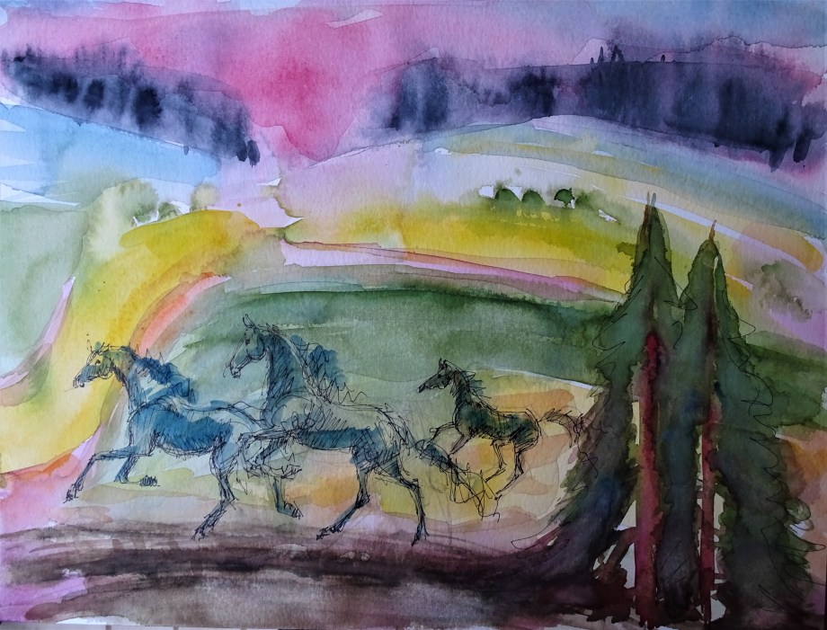 blaue-pferde-malerei-nadia-baumgart