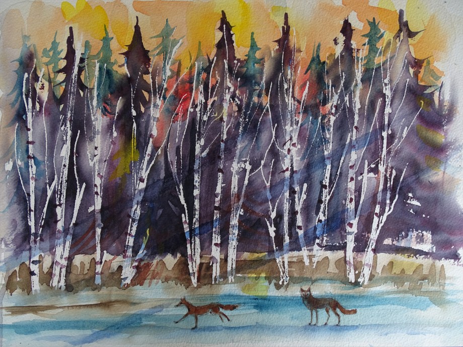 Wald-im-Winter-Aquarelle_Malerei_Nadia_Baumgart