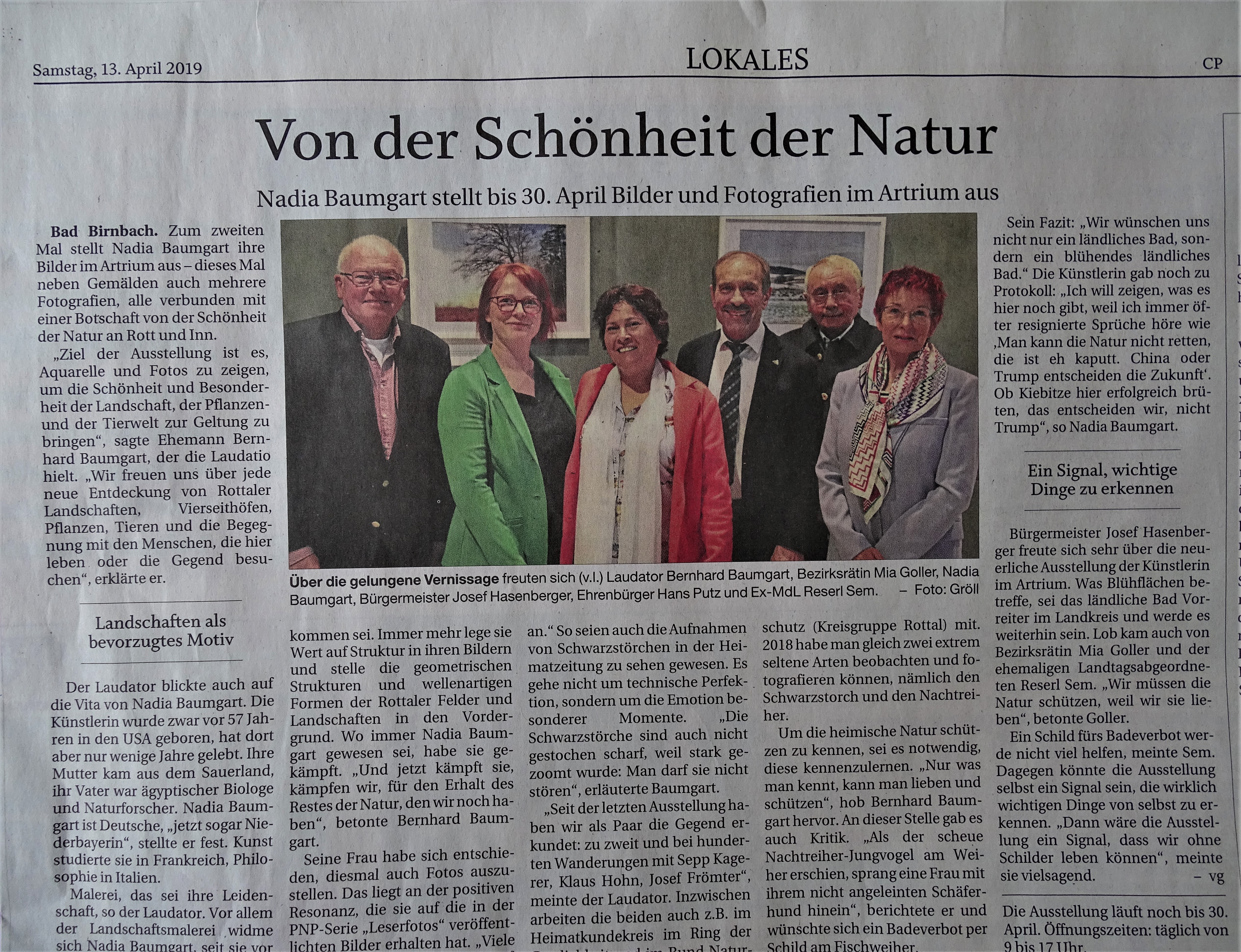 Ausstellung von Nadia Baumgart in Bad Birnbach - Aquarelle und Naturfotografie 