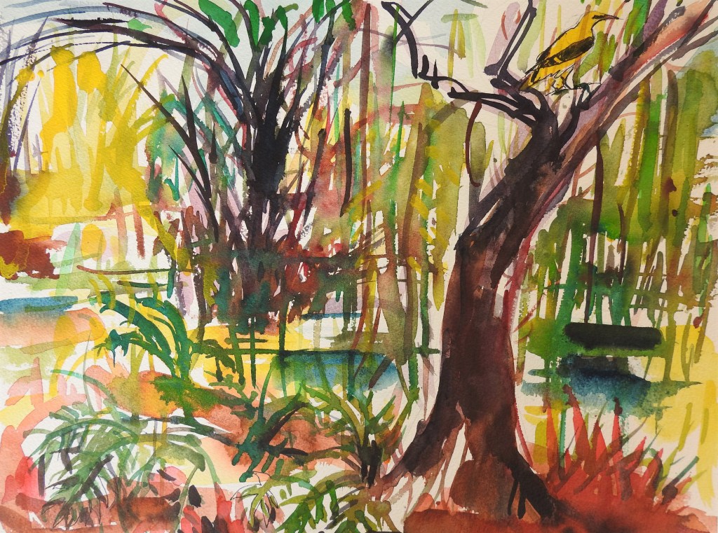 Aquarell eines Naturgartens