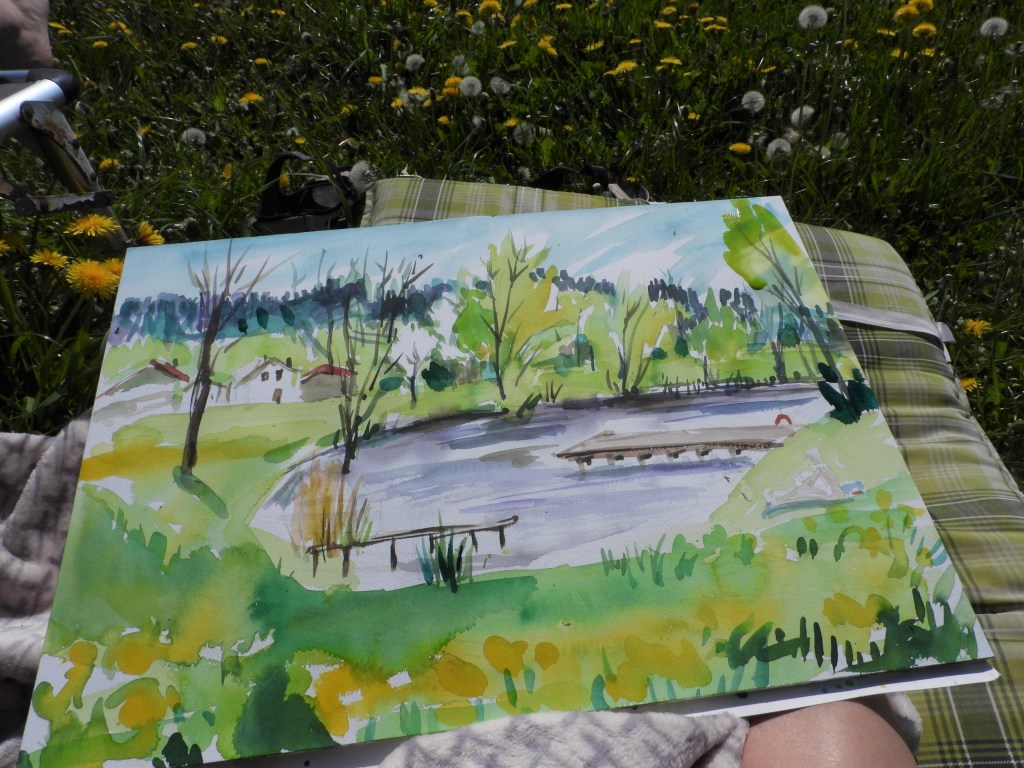 Plain-air-Malerei am Badesee - Aquarelle von Nadia Baumgart