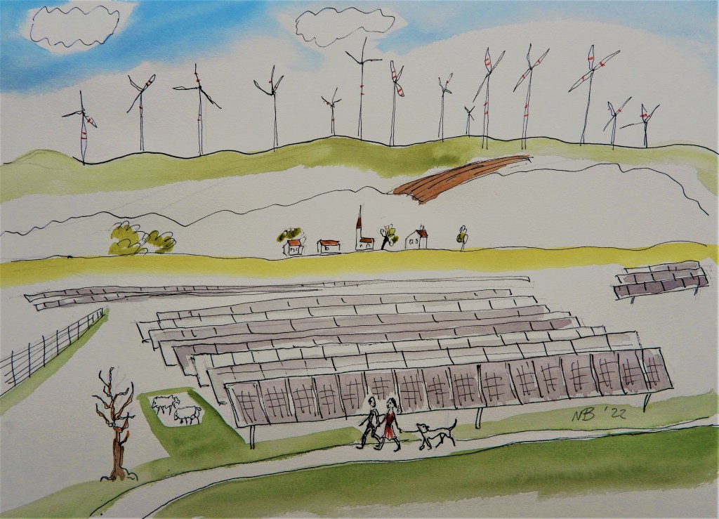 Zerstörte Landschaften Solaranlagen Windanlagen