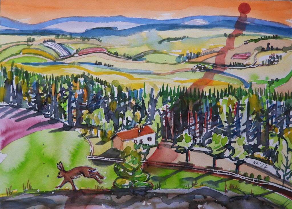 Aquarellmalerei der Rottaler Künstlerin Nadia Baumgart