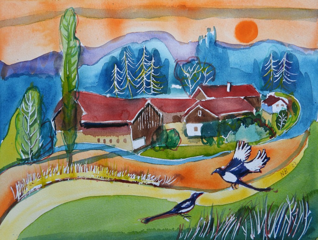 Vierseithof - Aquarell