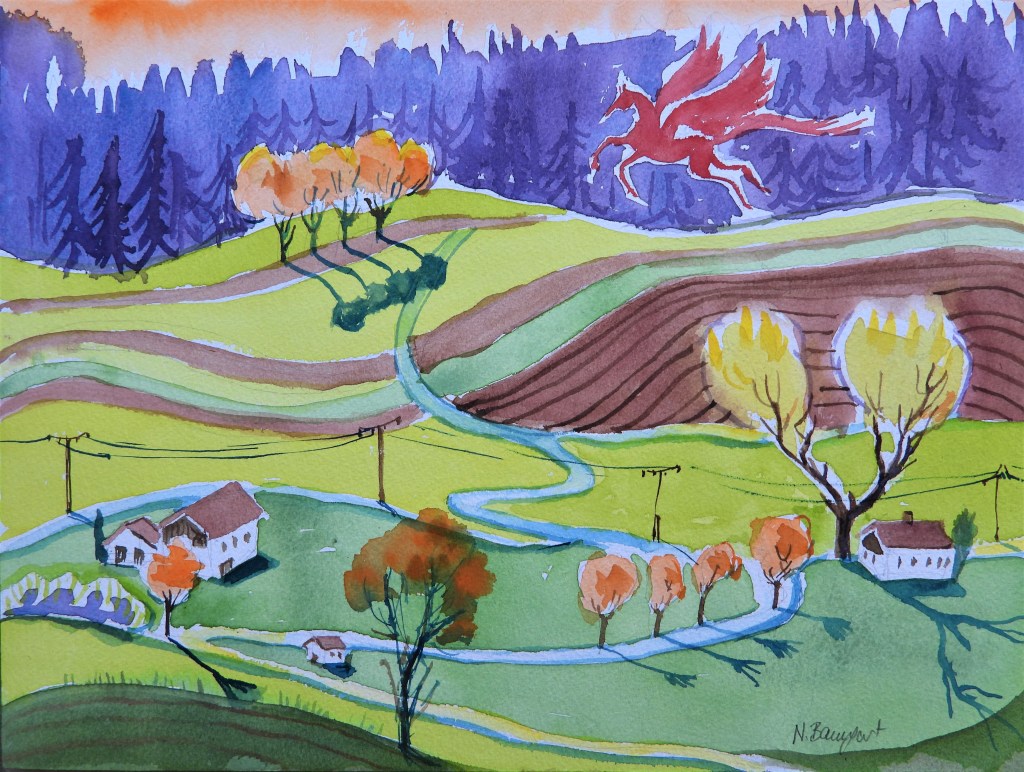 Aquarelle Painting Landschaft